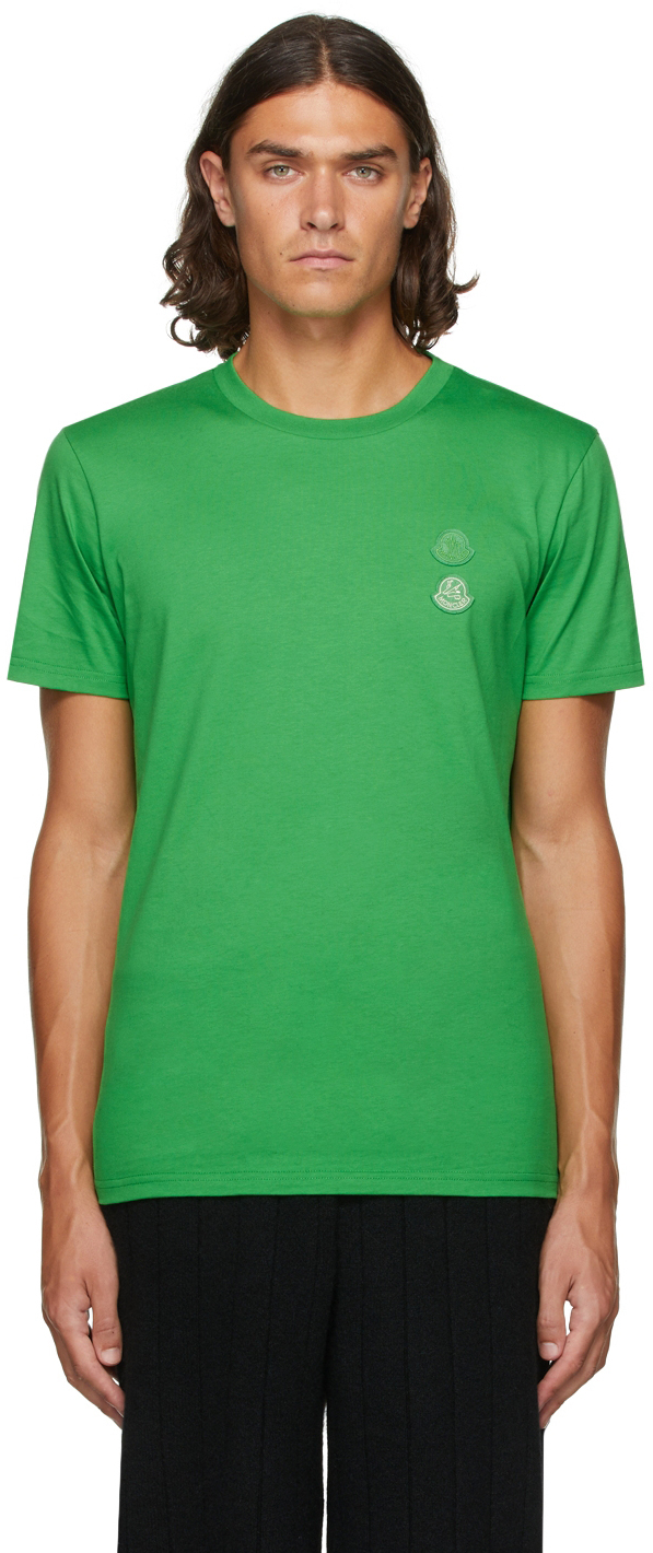 Moncler Genius 2 Moncler 1952 Green Double Logo T Shirt, $320