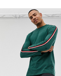 Burton Menswear Big T Sleeve Top With Arm Stripe In Green