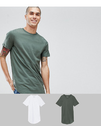 Jack & Jones Originals 2 Pack Longline T Shirt Save