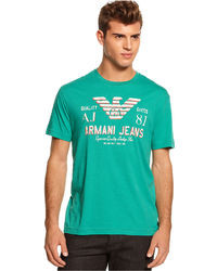 Armani Jeans Shirt Slim Fit Crew Neck Logo T Shirt