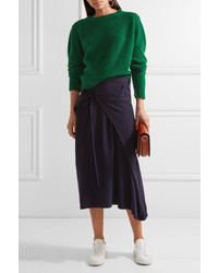 The Elder Statesman Cropped Cashmere Sweater Green
