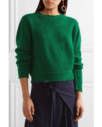 The Elder Statesman Cropped Cashmere Sweater Green