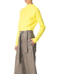 Tibi Structured Mock Neck Cropped Pullover