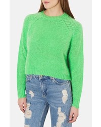 Topshop Monster Fluffy Crop Sweater Green 2