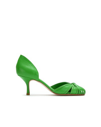 Green Cutout Leather Pumps