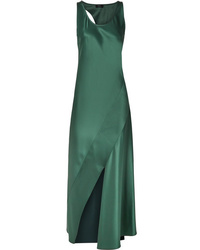 Green Cutout Satin Maxi Dress
