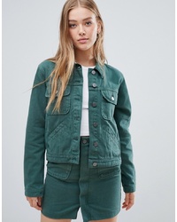ASOS DESIGN Denim Jacket In Washed Green