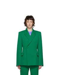 Balenciaga Green Wool Waisted Blazer