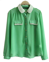 ChicNova Polo Collar Chiffon Shirt In Mint Green