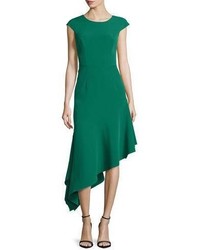 Milly Cap Sleeve Asymmetric Ponte Dress Emerald
