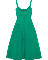 Saloni Fara Cotton Blend Dress Dark Green