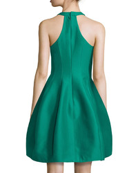 Halston Heritage Sleeveless Structured Faille Tulip Dress Emerald