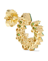 Suzanne Kalan 18 Karat Gold Emerald And Diamond Earrings