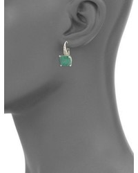 John Hardy Classic Chain Diamond Emerald Sterling Silver Drop Earrings