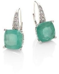 John Hardy Classic Chain Diamond Emerald Sterling Silver Drop Earrings