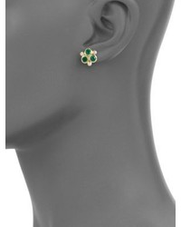 Temple St. Clair Classic Color Emerald Diamond 18k Yellow Gold Trio Earrings