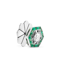 Fred Leighton Collection 18 Karat White Gold Emerald And Diamond Earrings