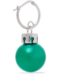 Balenciaga December Ball Silver Tone And Resin Earrings Green