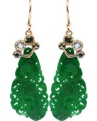 Of A Kind Federica Rettore One Carved Imperial Green Jade Earrings