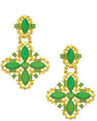 Yochi Gold And Green Crystal Statet Earrings