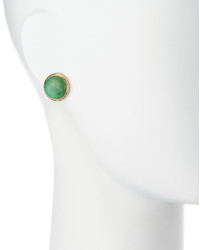 Nakamol Golden Round Agate Stud Earrings Green
