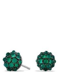 David Yurman Osetra Stud Earrings With Cabochon Green Onyx