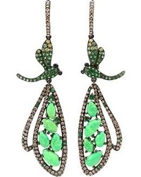 Wendy Yue Green Turquoise Dragonfly Drop Earrings