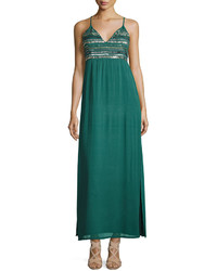 Tularosa Lena Embellished Bodice Maxi Dress Emerald