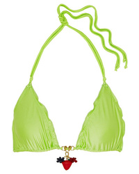 Green Embellished Bikini Top