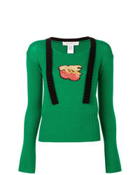 Green Embellished Crew-neck Sweater