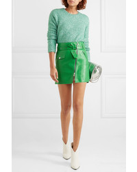Sonia Rykiel Zip Embellished Leather Mini Skirt