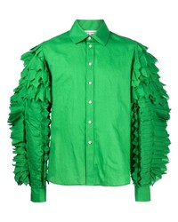 Green Embellished Long Sleeve Shirt