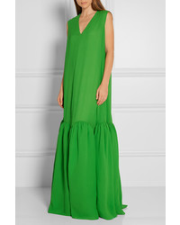 DELPOZO Embellished Silk Georgette Maxi Dress Green