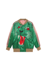 Green Embroidered Bomber Jacket