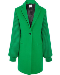 Mira Mikati Ask Me Later Embroidered Wool Blend Coat Bright Green
