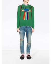 Gucci Wool Sweater With Planet Intarsia