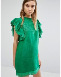 Style Mafia Embroidered Green Dress