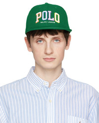 Green Embroidered Flat Cap