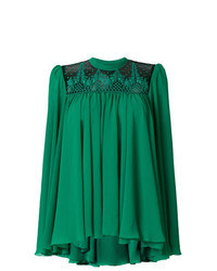 Green Embroidered Long Sleeve Blouse