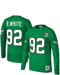 Mitchell & Ness Reggie White Kelly Green Philadelphia Eagles Throwback Retired Player Name Number Long Sleeve Top