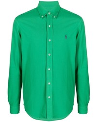 Green Embroidered Polo Neck Sweater