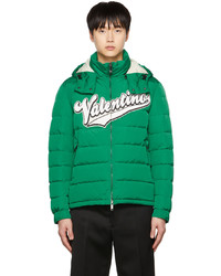 Valentino Green Embroidered Boucl Down Jacket