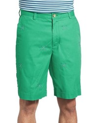 Green Embroidered Shorts