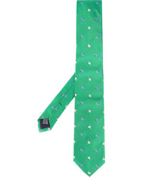 Green Embroidered Silk Tie