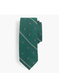 J.Crew Silk Tie In Stripe With Embroidered Magpies