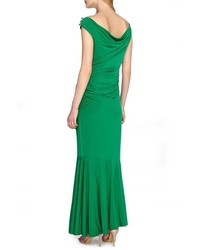 Tahari Ruched Jersey Mermaid Gown
