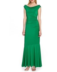 Tahari Ruched Jersey Mermaid Gown