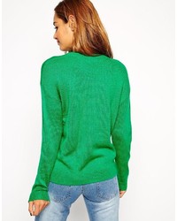 Asos Collection Holidays Sweater With Reindeer Face And Pom Pom