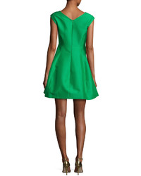 Halston Heritage Sleeveless Faille Fit And Flare Cocktail Dress Viridian
