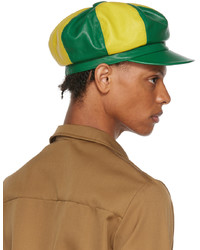 Theophilio Green Yellow Leather Cap